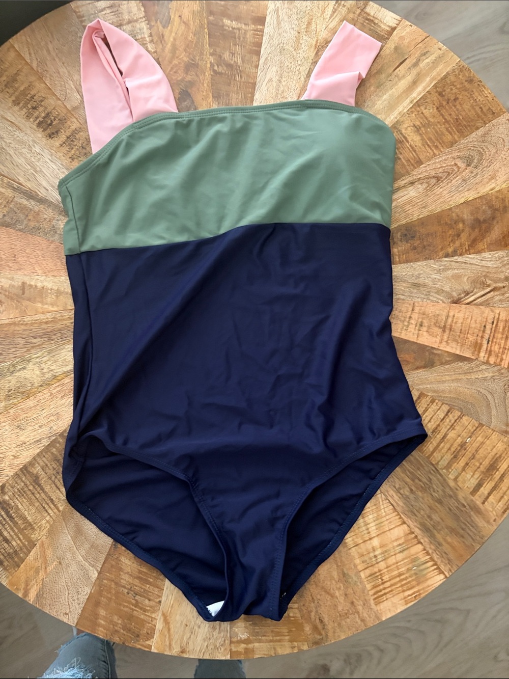 Girls' Colorblock One-Piece Swimsuit in Navy, Olive & Pink